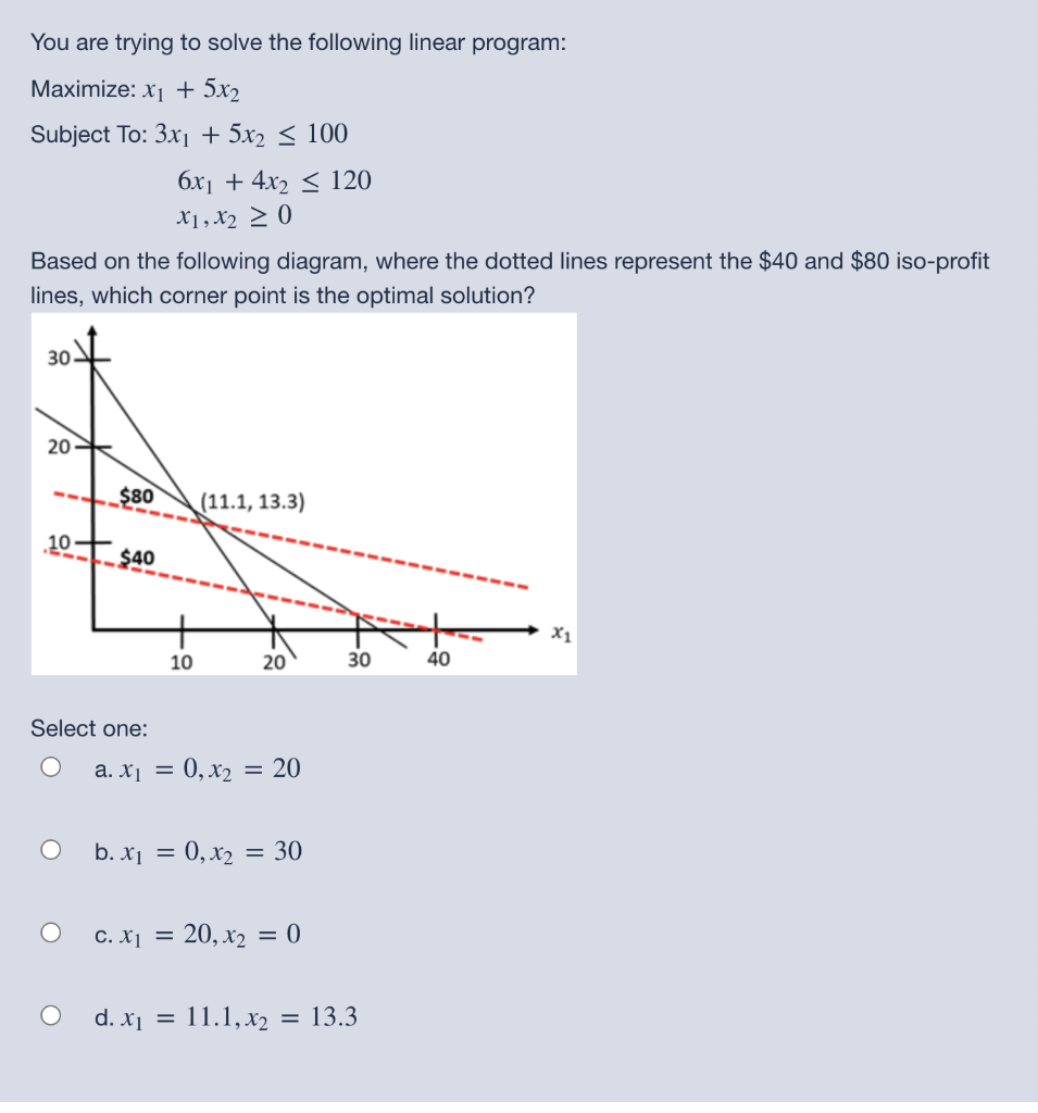 You are trying to solve the following linear
