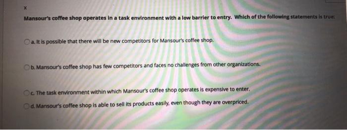 Mansour's coffee shop operates in a task