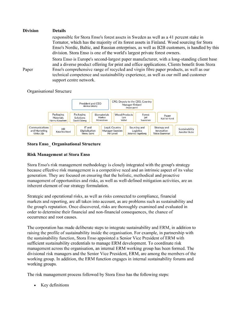 QUESTION - 4 Business Problem About Stora Enso