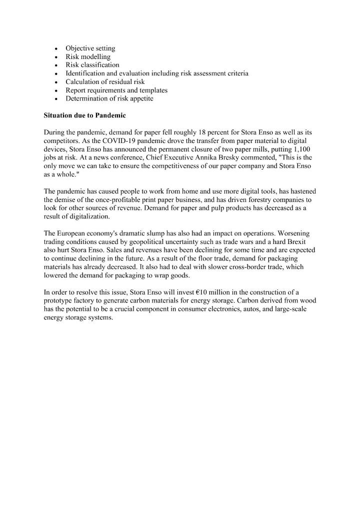 QUESTION - 4 Business Problem About Stora Enso