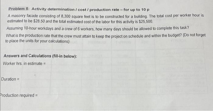 Problem 5: Activity determination /