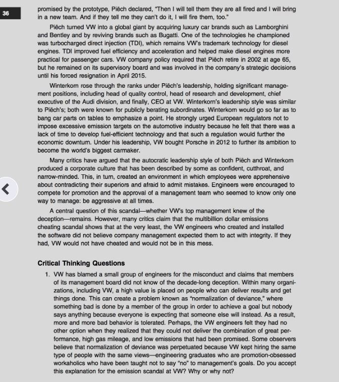 Cases 1. VW Cheats on Emissions Testing Up until