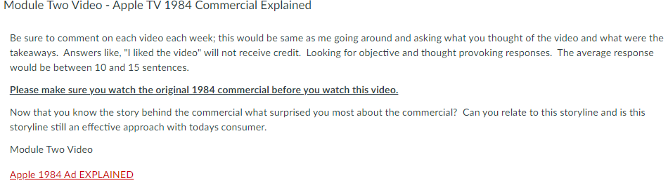Module Two Video - Apple TV 1984 Commercial