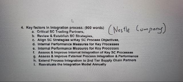 (Nestle Company) 4. Key factors In Integration