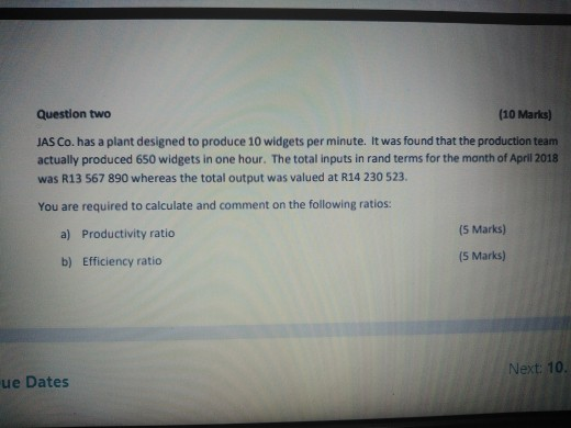 Please help with these calculations Question two