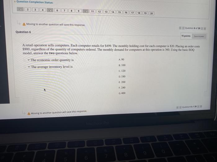 Question Completion Status 10 2 3 6 7 9 10 11 12