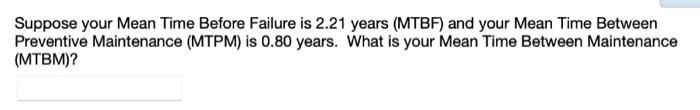 Suppose your Mean Time Before Failure is 2.21