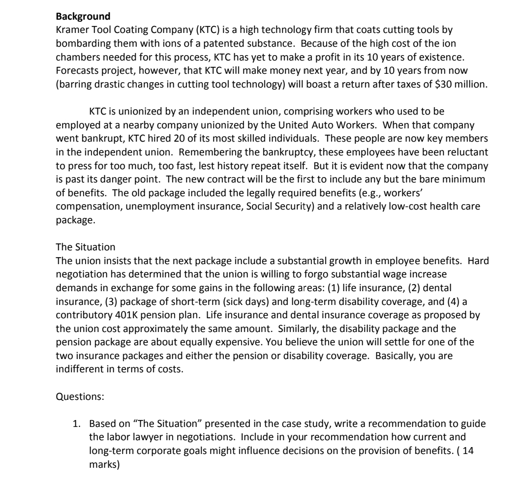 Background Kramer Tool Coating Company (KTC) is a