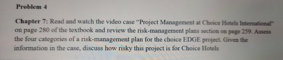 Problem 4 Chapter 7: Read and watch the video