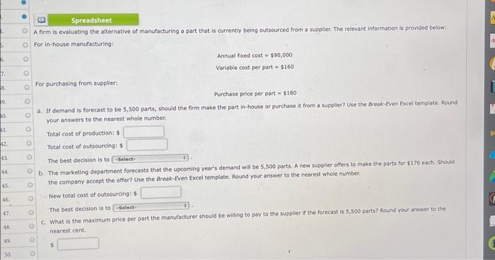 2 . 7 D 19 30 11 Spreadsheet A firm is evaluating