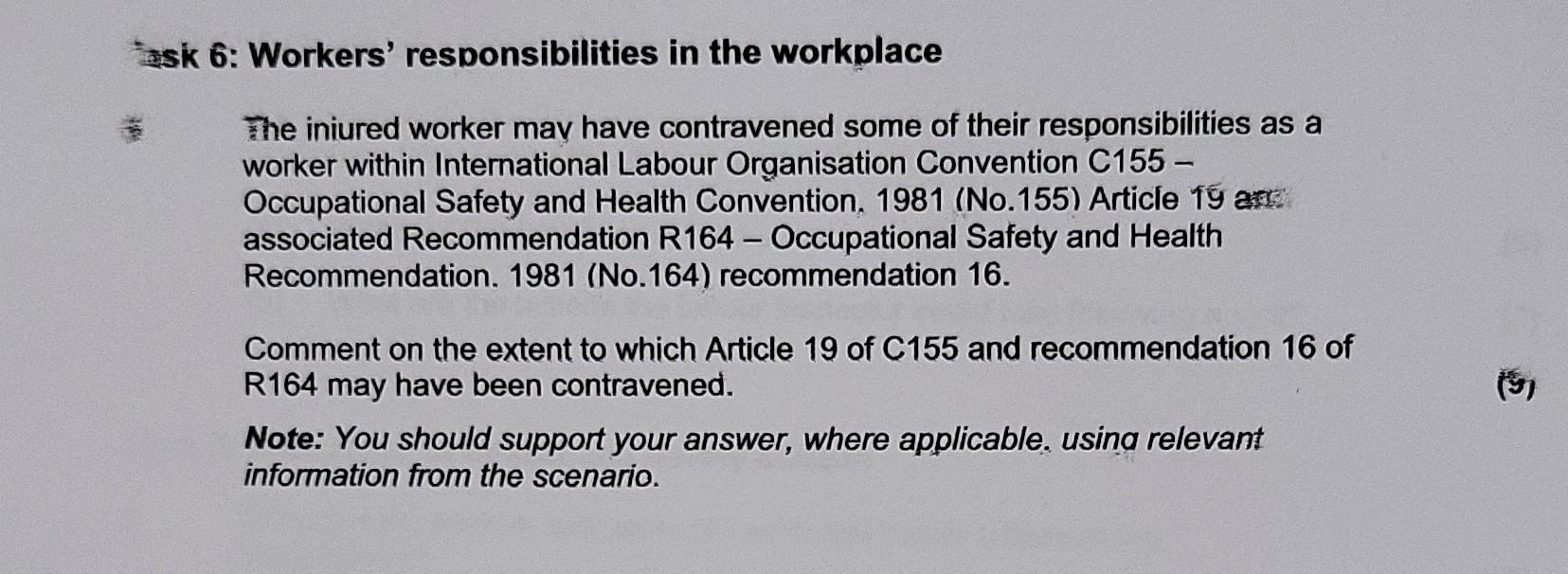 SCENARIO You are a shift supervisor working for