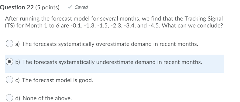 Answer B is incorrect Question 22 (5 points)