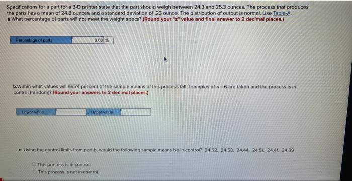 Specifications for a part for a 3-D printer state