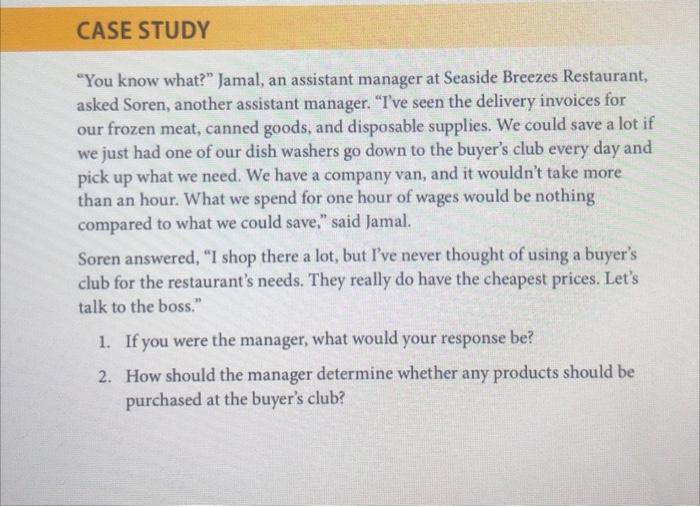 CASE STUDY "You know what?" Jamal, an assistant