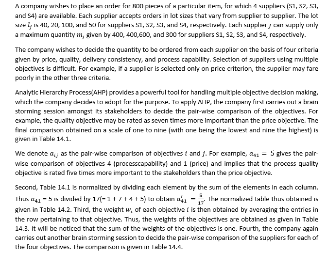 A company wishes to place an order for 800 pieces