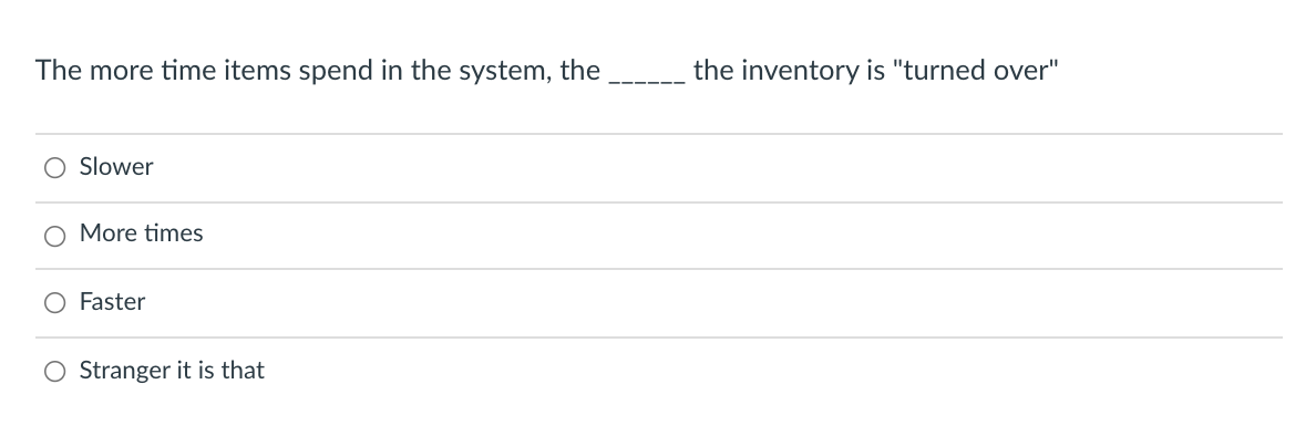 The more time items spend in the system, the the