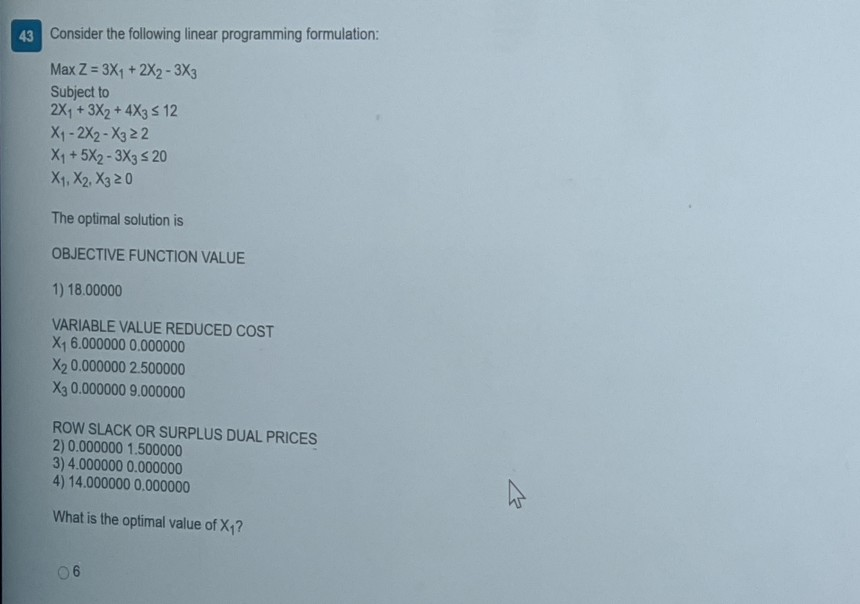 43 Consider the following linear programming