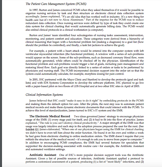 Please reference the below case study to answer