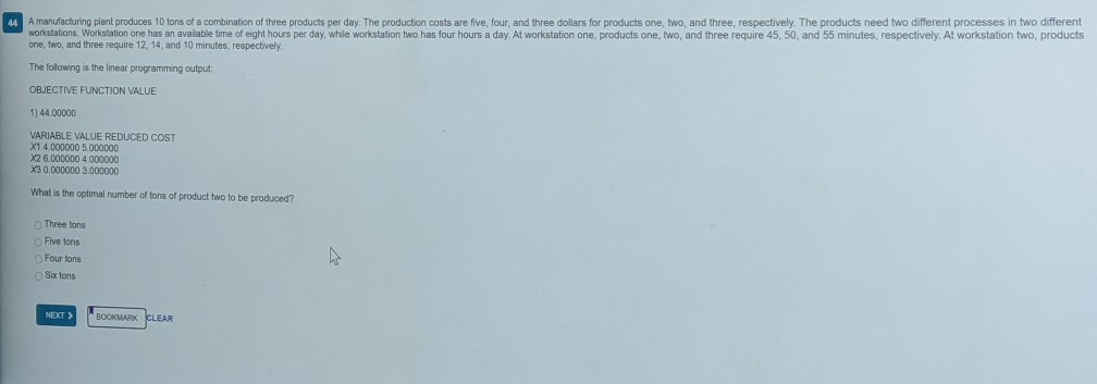 43 Consider the following linear programming