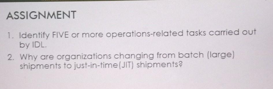 Management Science 1. Identify FIVE or more