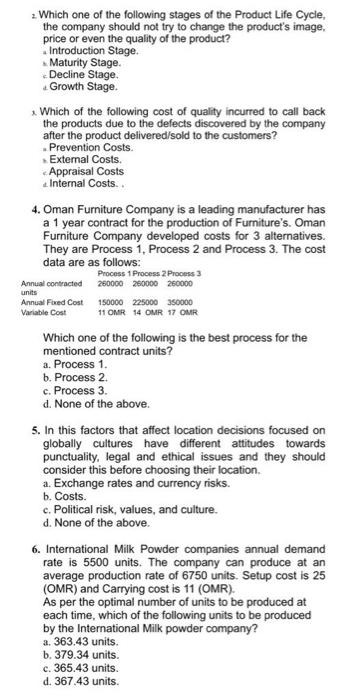 units 2. Which one of the following stages of the