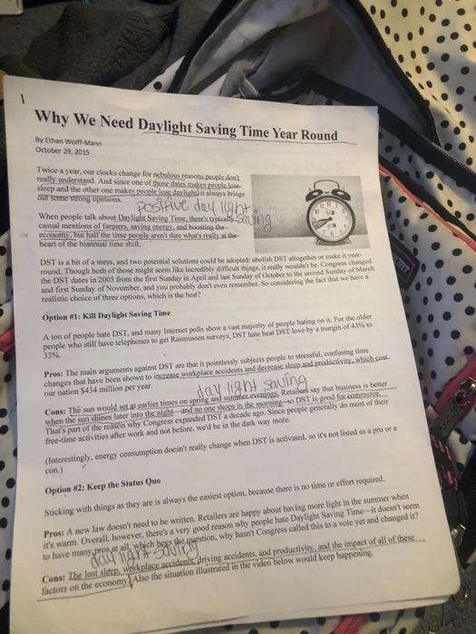 INTRODUCTION TO BUSINESS Daylight Savings Time