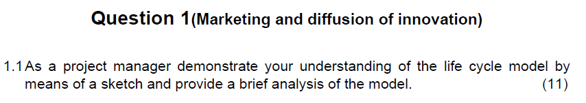 Question 1 (Marketing and diffusion of