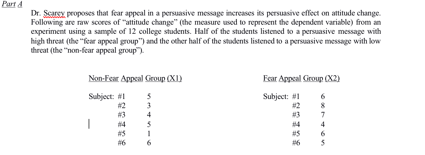 Part A Dr. Scarey proposes that fear appeal in a