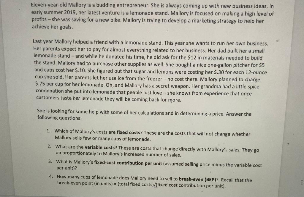 Eleven-year-old Mallory is a budding