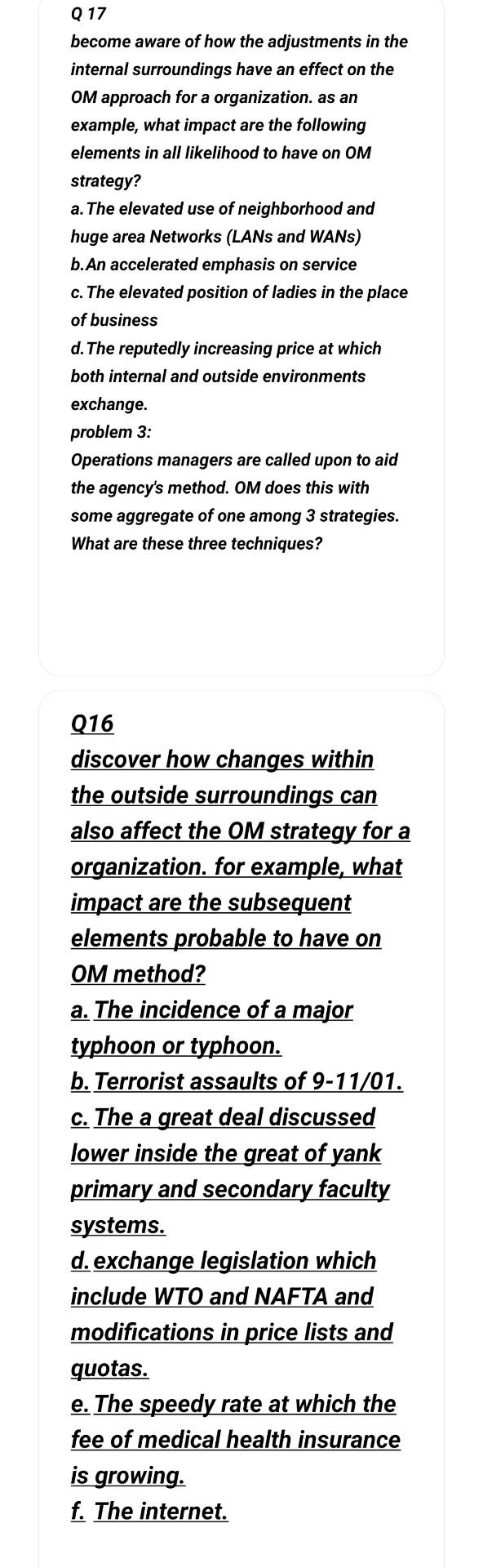 Q 17 become aware of how the adjustments in the