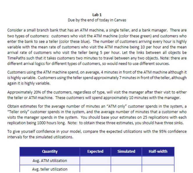 NEED THIS IN SIMIO!!! Due by the end of today in