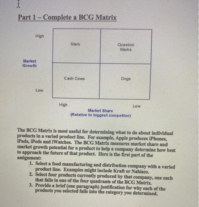 Part 1 - Complete a BCG Matrix High Stars
