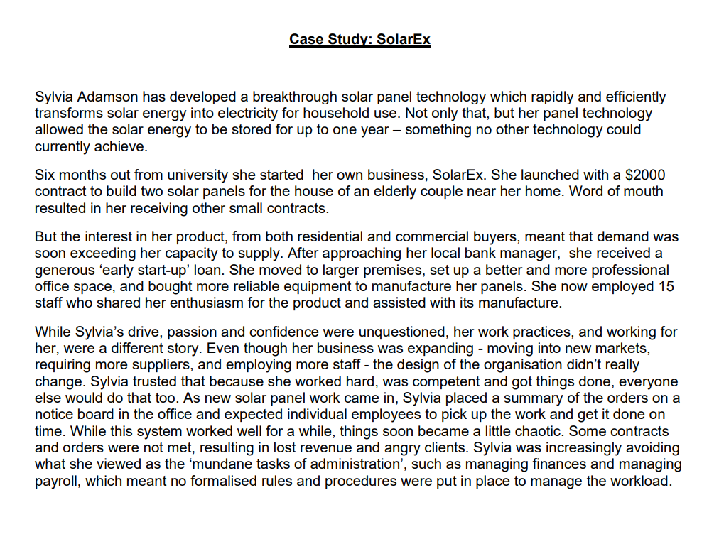 Case Study: SolarEx Sylvia Adamson has developed