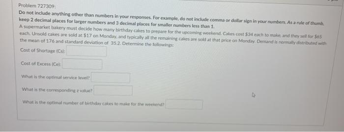 Problem 727309 Do not include anything other than