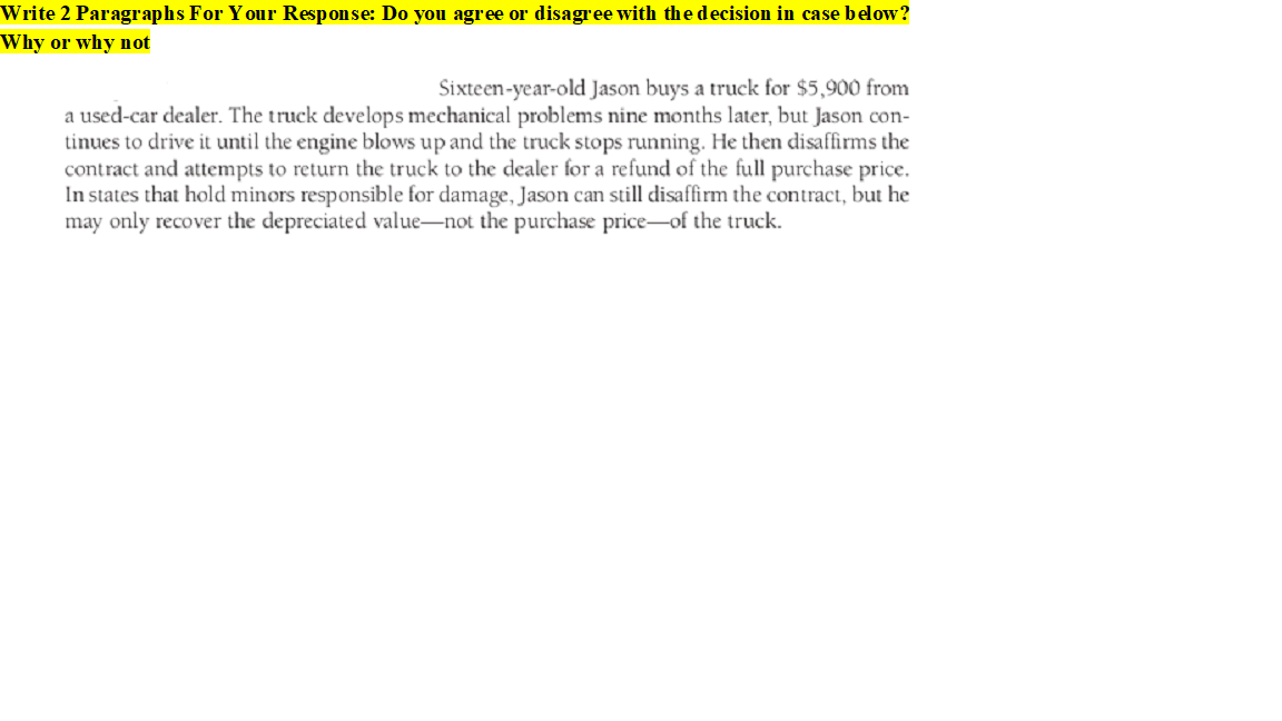 Write 2 Paragraphs For Your Response: Do you