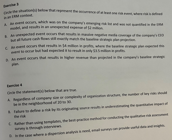 Exercise 3 Circle the situation(s) below that