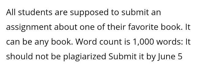 All students are supposed to submit an assignment