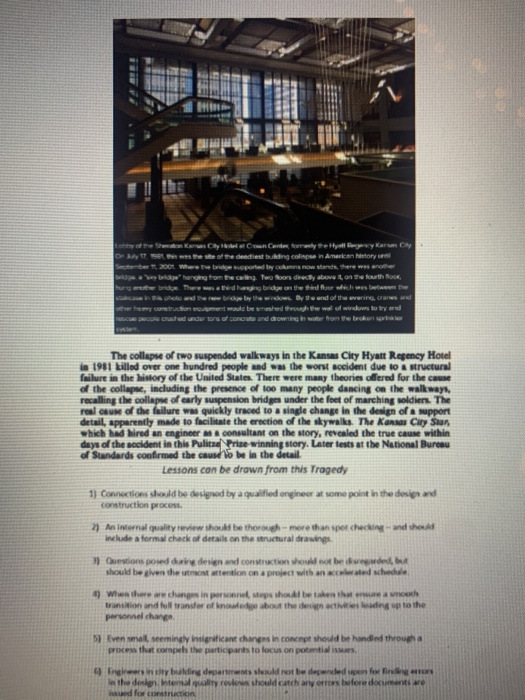 Hyatt regency hotel walkway collapse case study