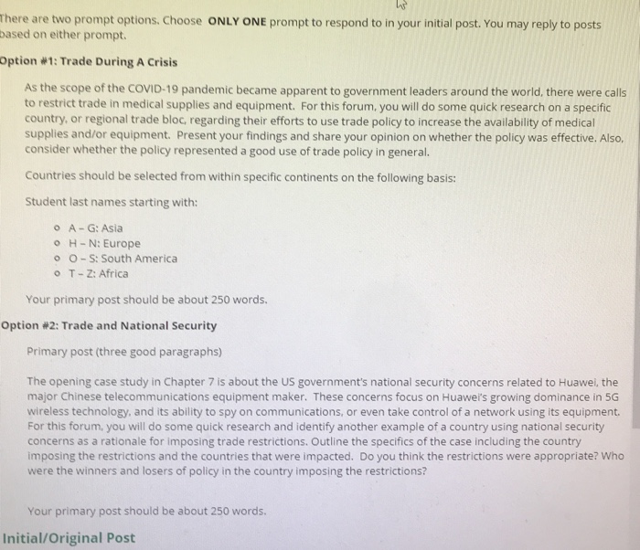 please help. if option one is chose do it on