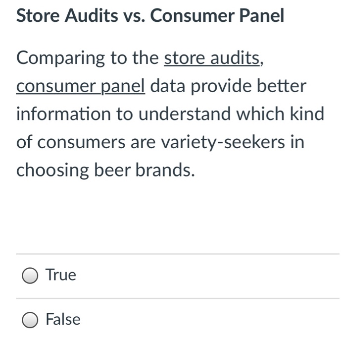Store Audits vs. Consumer Panel Comparing to the