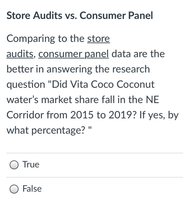 Store Audits vs. Consumer Panel Comparing to the