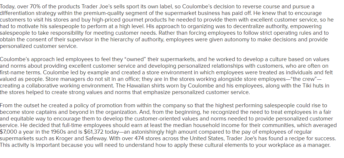 The Four Functions of Management at Trader Joe's