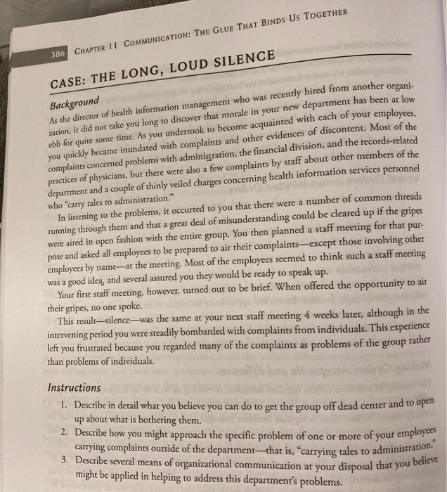 386 CHAPTER 11 COMMUNICATION: THE GLUE THAT BINDS