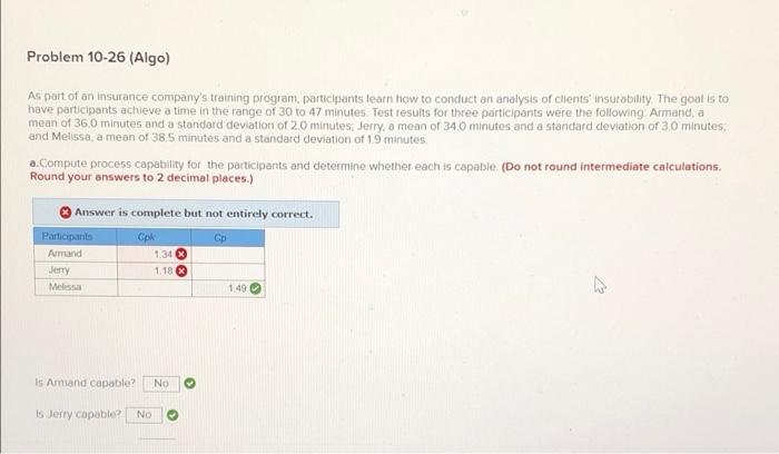 CpK is wrong for armand and jerry Problem 10-26