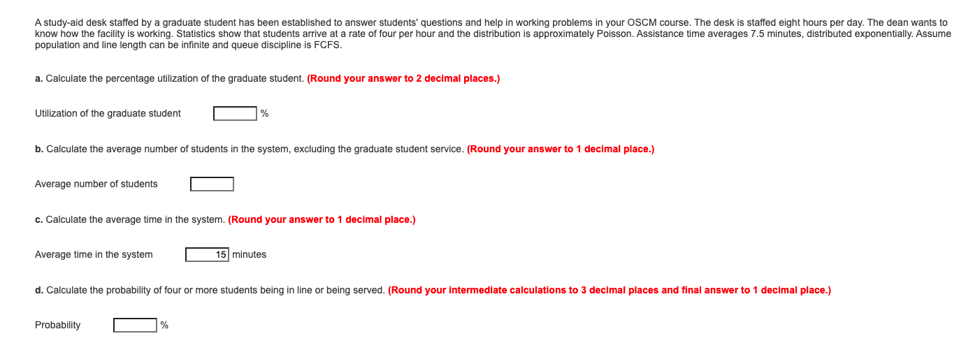 A study-aid desk staffed by a graduate student