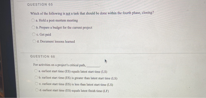 QUESTION 65 Which of the following is not a task