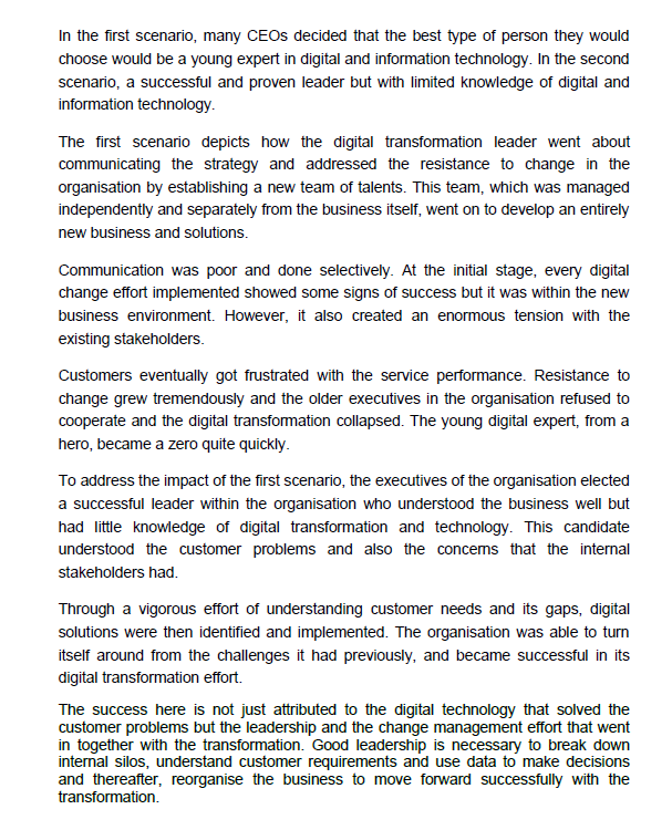 Leadership for Digital Transformation Many