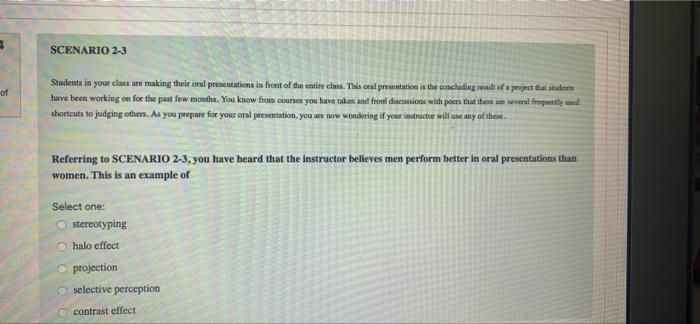 SCENARIO 2-3 of Students in your class are making