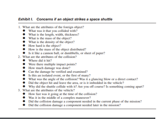 THE SPACE SHUTTLE COLUMBIA DISASTER answer these