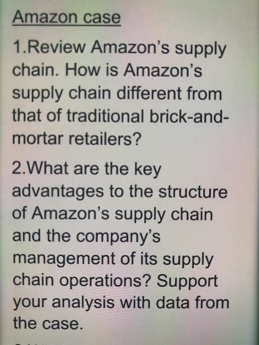 Amazon case 1. Review Amazon's supply chain. How